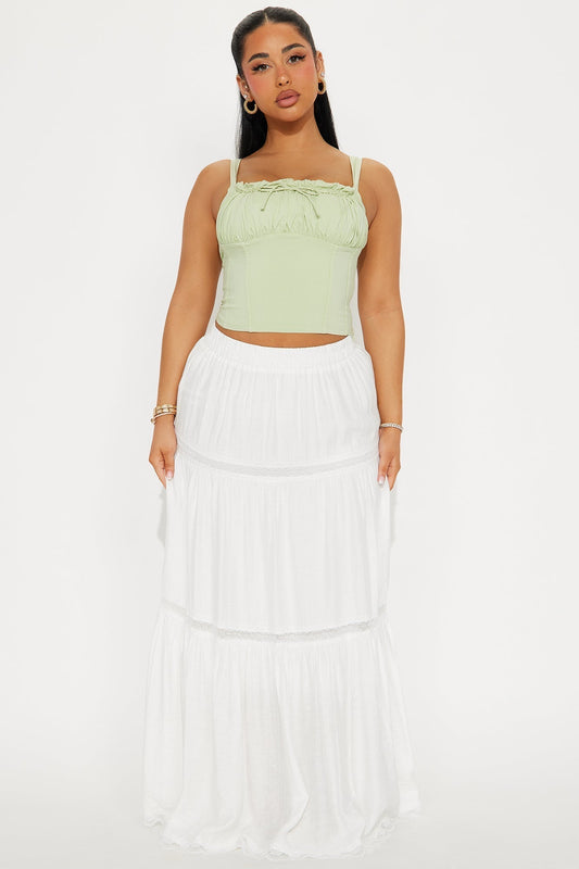Natalia Tiered Gauze Maxi Skirt - White