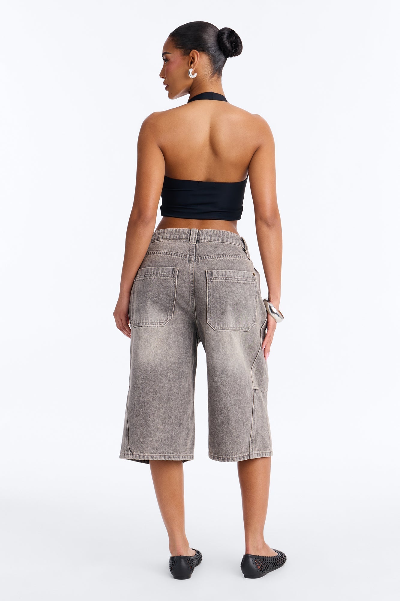 California Forever Denim Jorts - Grey