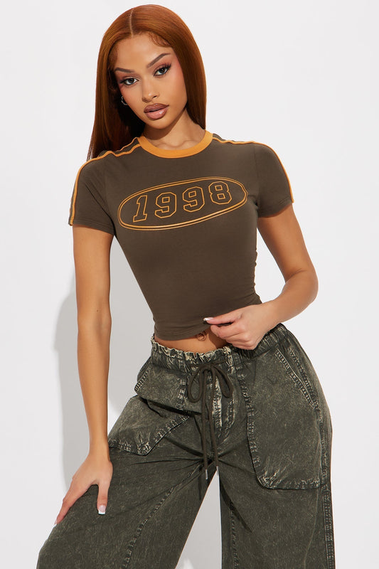She's a 98' Baby Short Sleeve Tee - Olive/combo