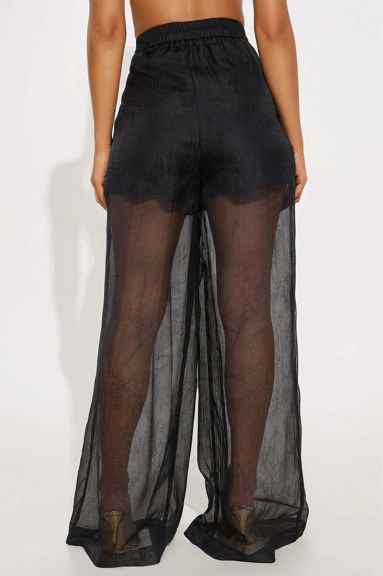 Hollie Wide Leg Organza Pant - Black