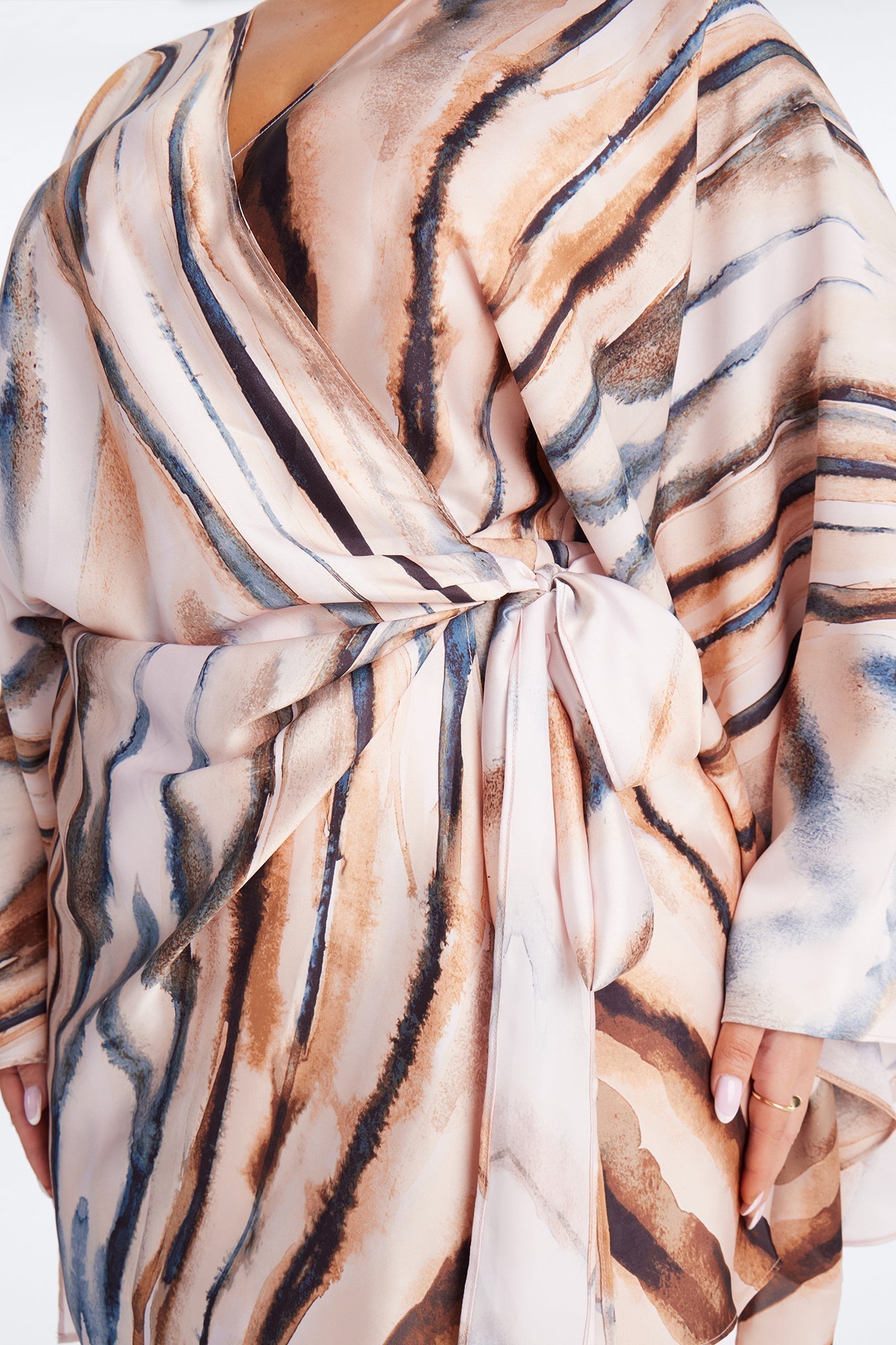 Samira Wrap Satin Mini Dress - Mauve/combo