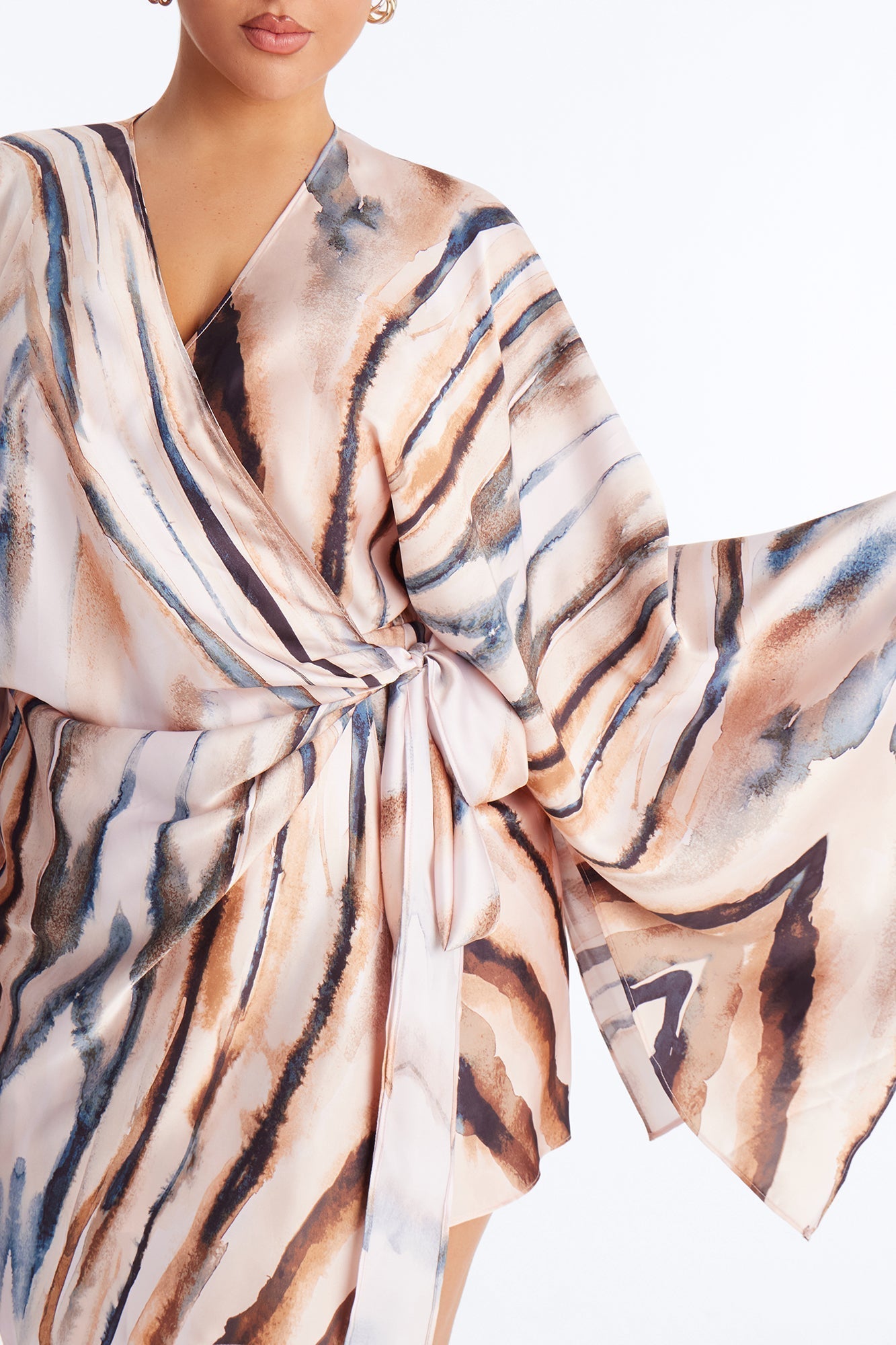 Samira Wrap Satin Mini Dress - Mauve/combo