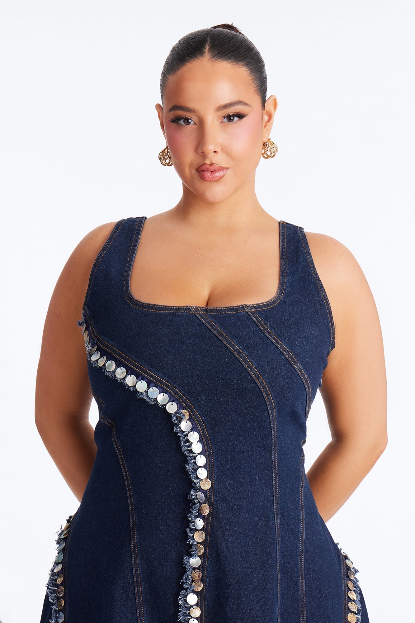 Isobel Shell Denim Midi Dress - Dark Wash