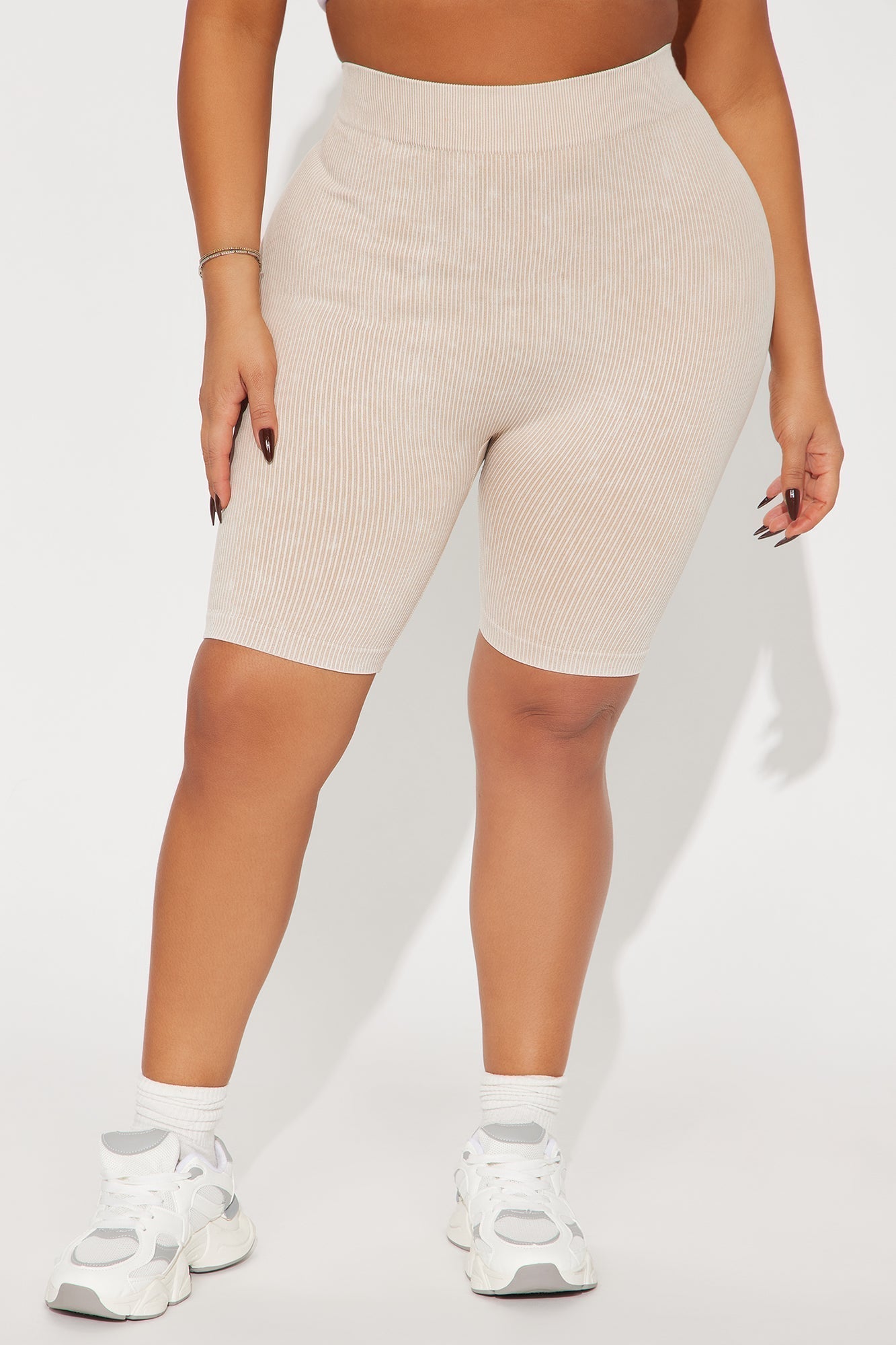 Mia Ribbed Seamless Biker Short - Tan