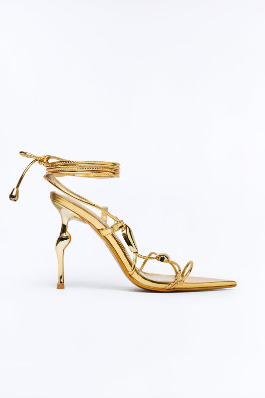 Adella Wrap Up Heels - Gold