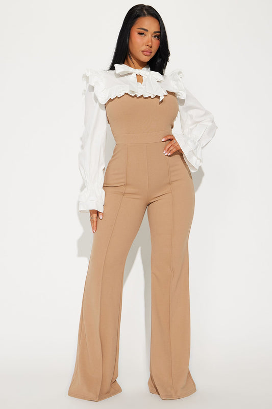 Setting Goals Jumpsuit - Taupe