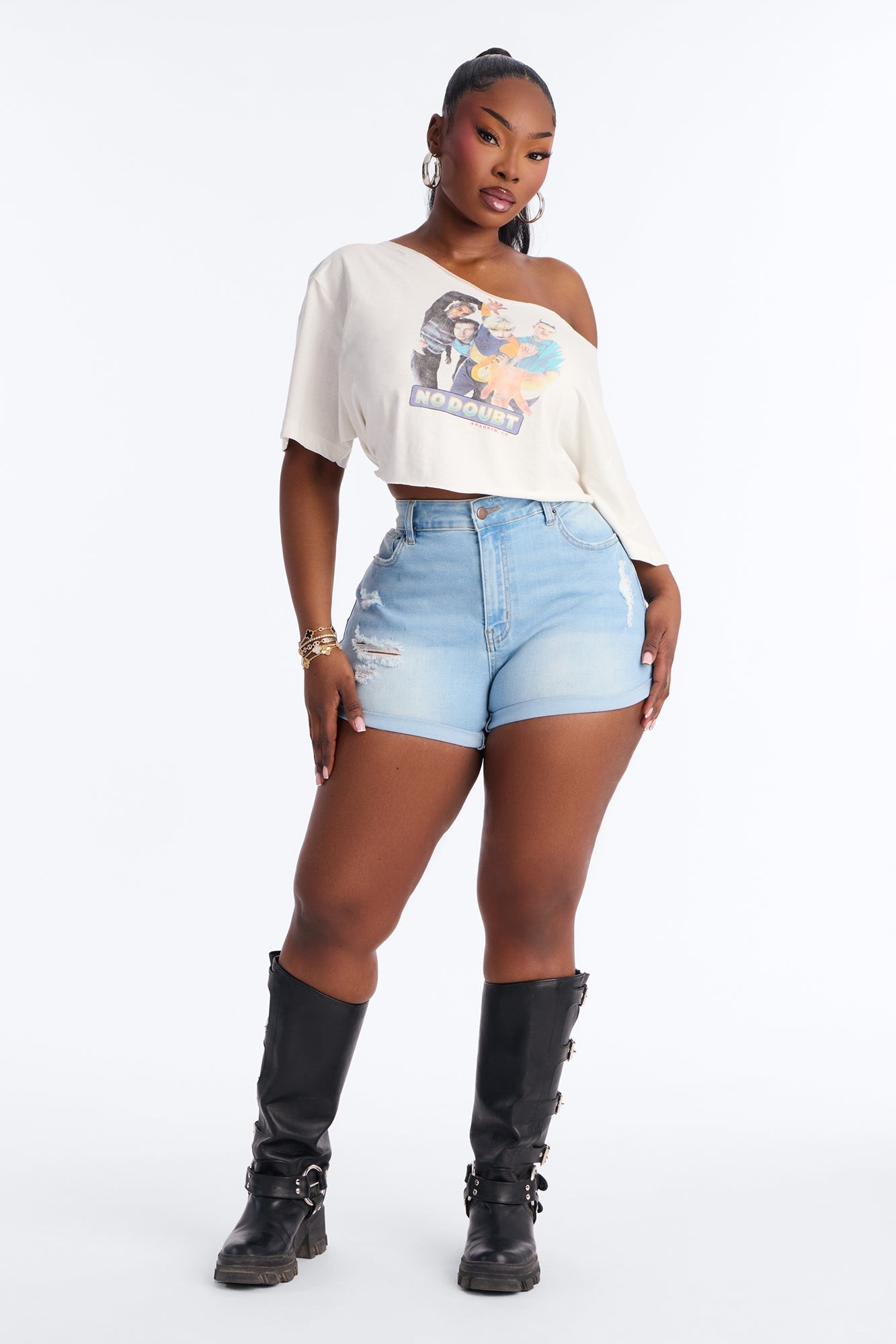 90s Mom Stretch Ripped Denim Shorts - Light Blue Wash