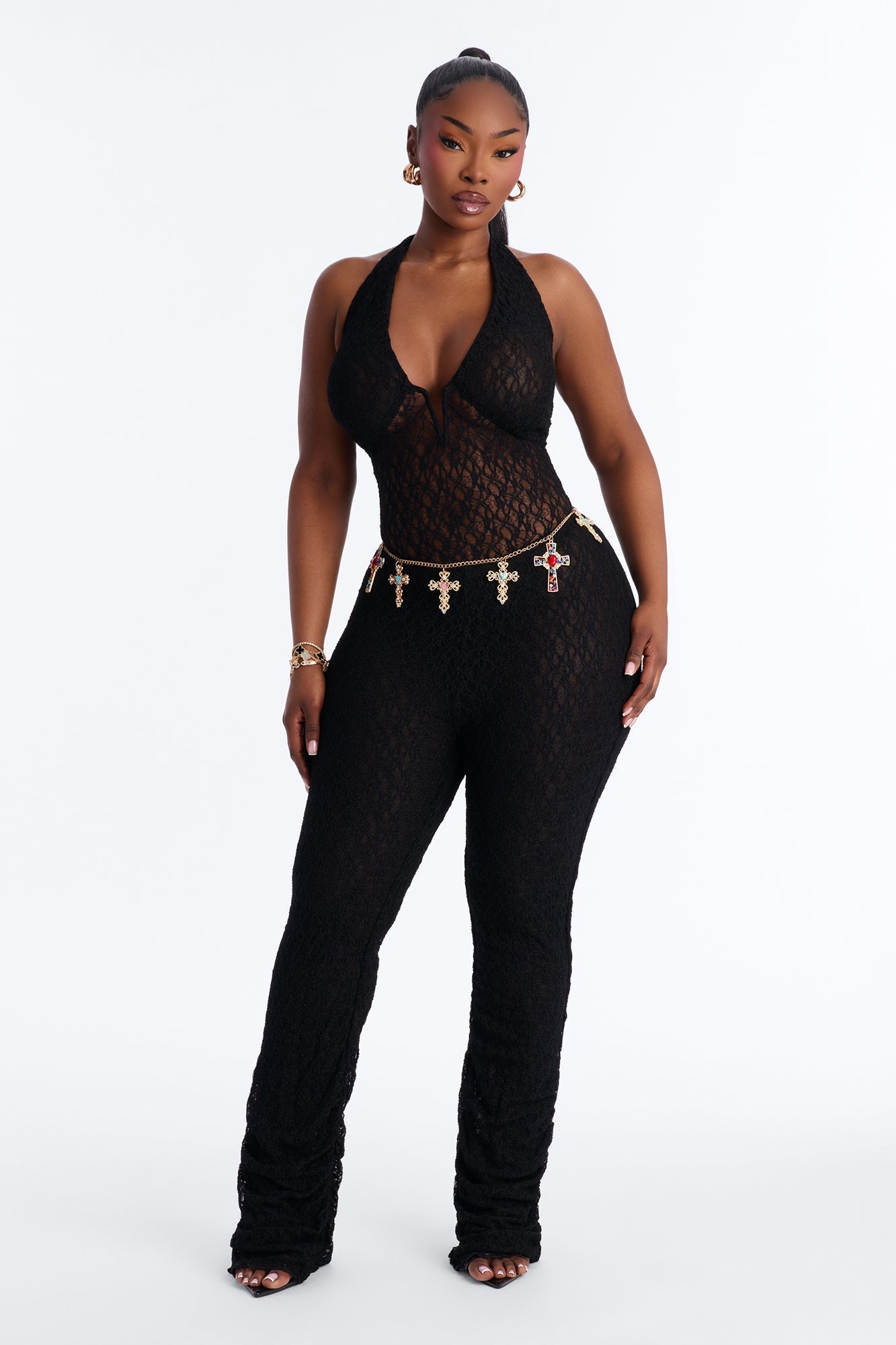 She's Iconic Lace Jumpsuit - Black