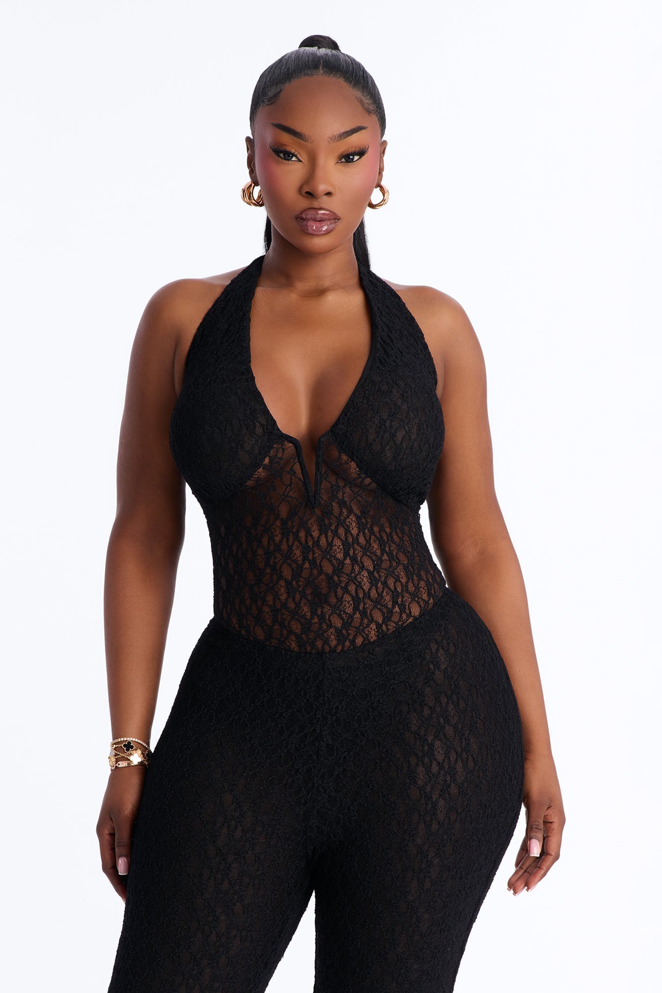 She's Iconic Lace Jumpsuit - Black