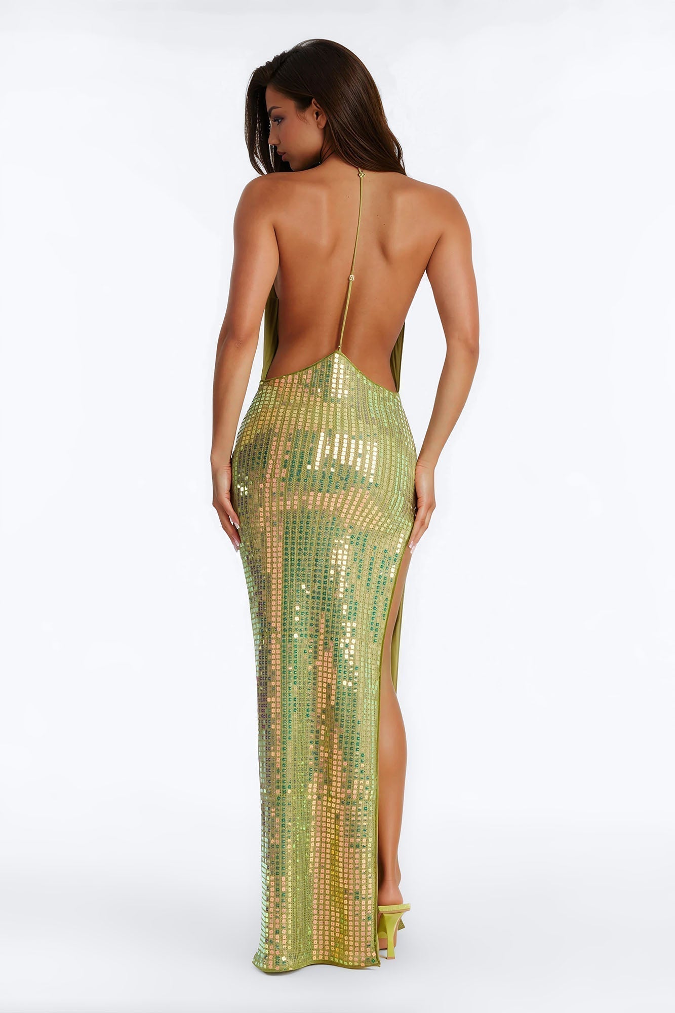 Island Stardust Crochet Maxi Dress - Green