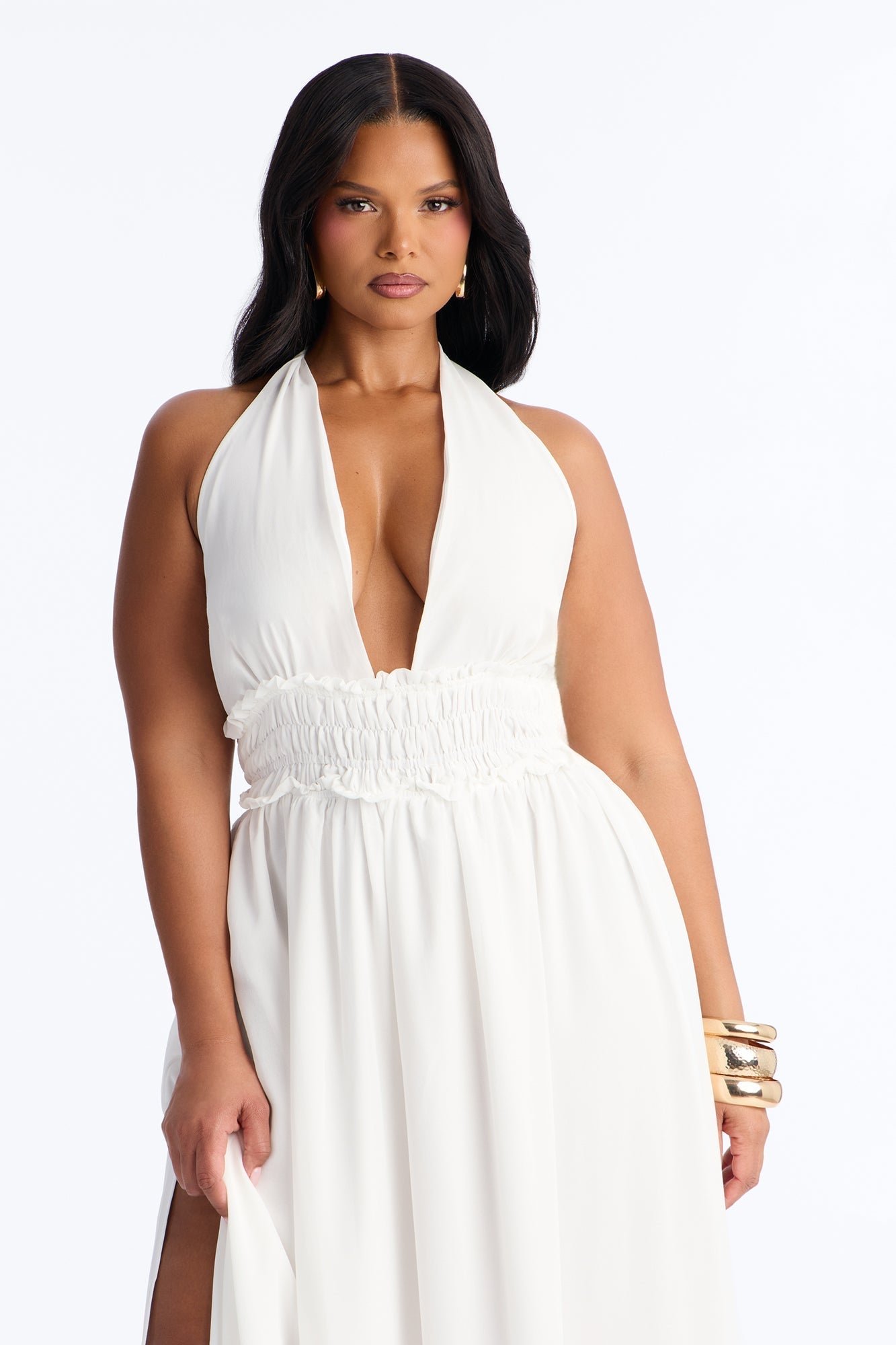 Lauryn Halter Chiffon Maxi Dress - White
