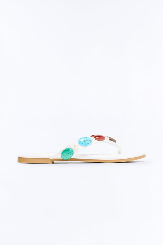 Addison Stone Flip Flops - White