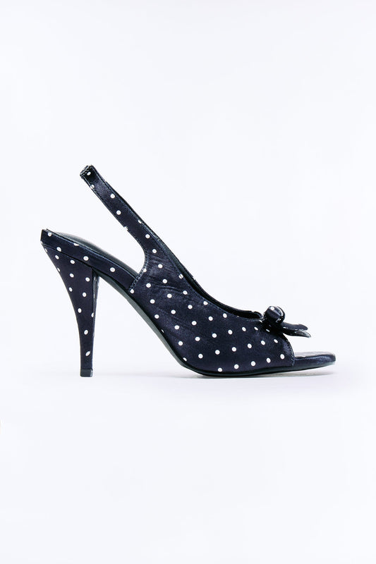 Adorbs Bow Slingback Heels - Black/White