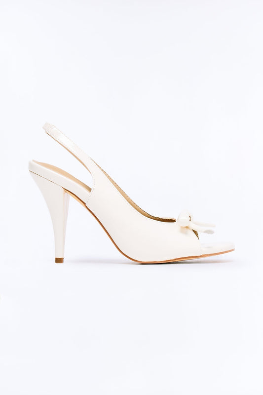 Adorbs Bow Slingback Heels - Cream