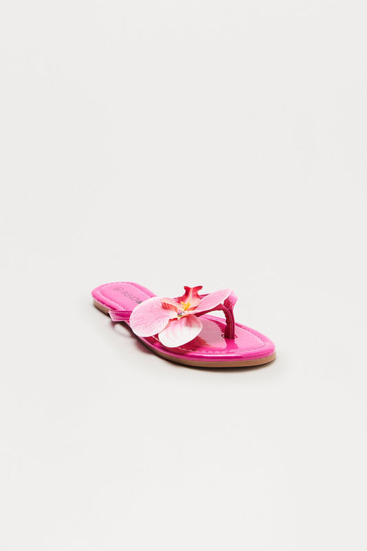 Aqua Flower Flip Flops - Pink