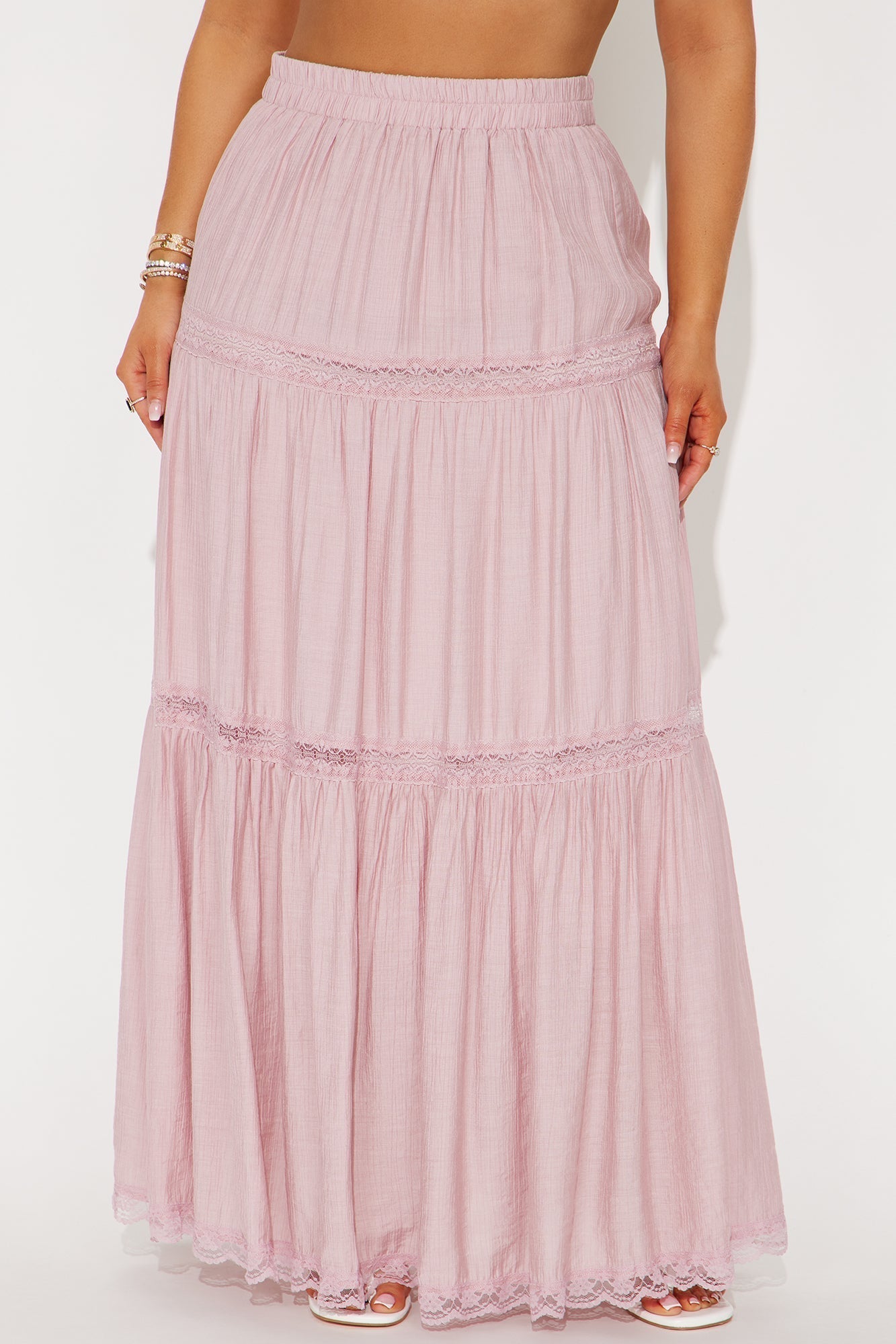 Natalia Tiered Gauze Maxi Skirt - Pink