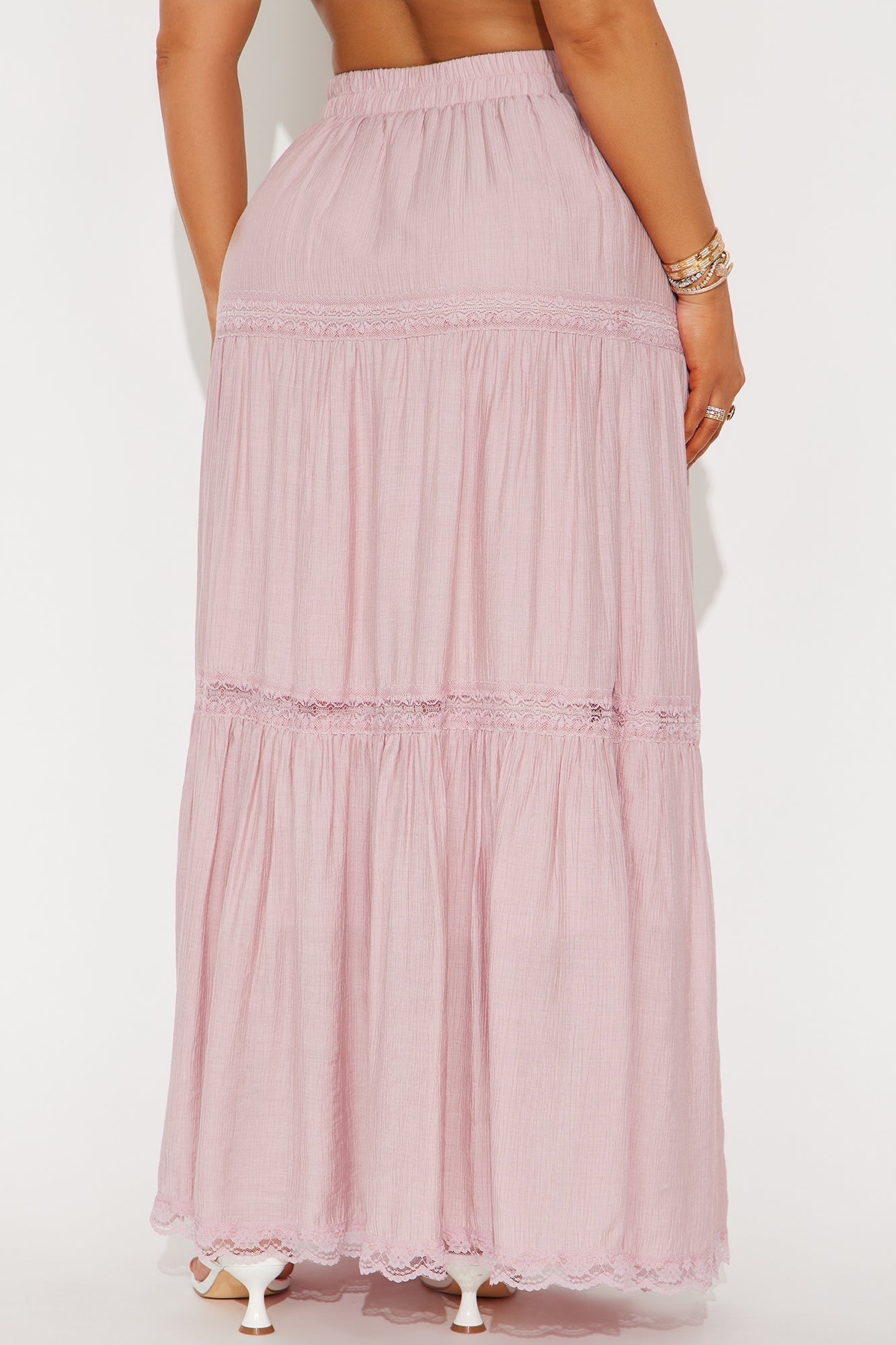 Natalia Tiered Gauze Maxi Skirt - Pink