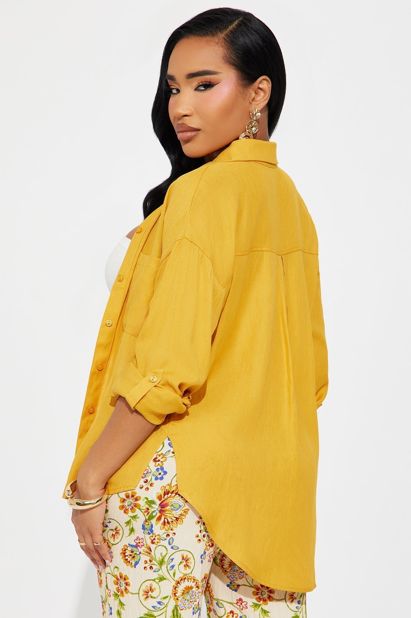 Leah Linen Shirt - Mustard