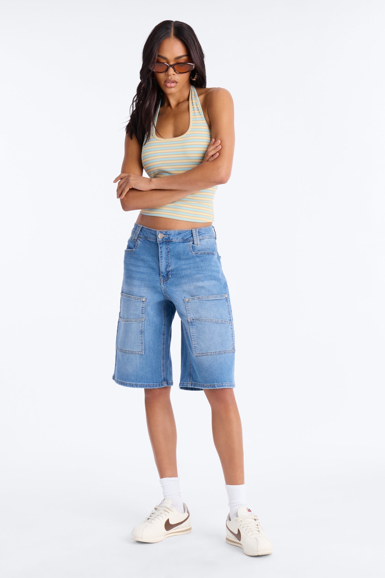 Watch The Clock Denim Jorts - Medium Wash