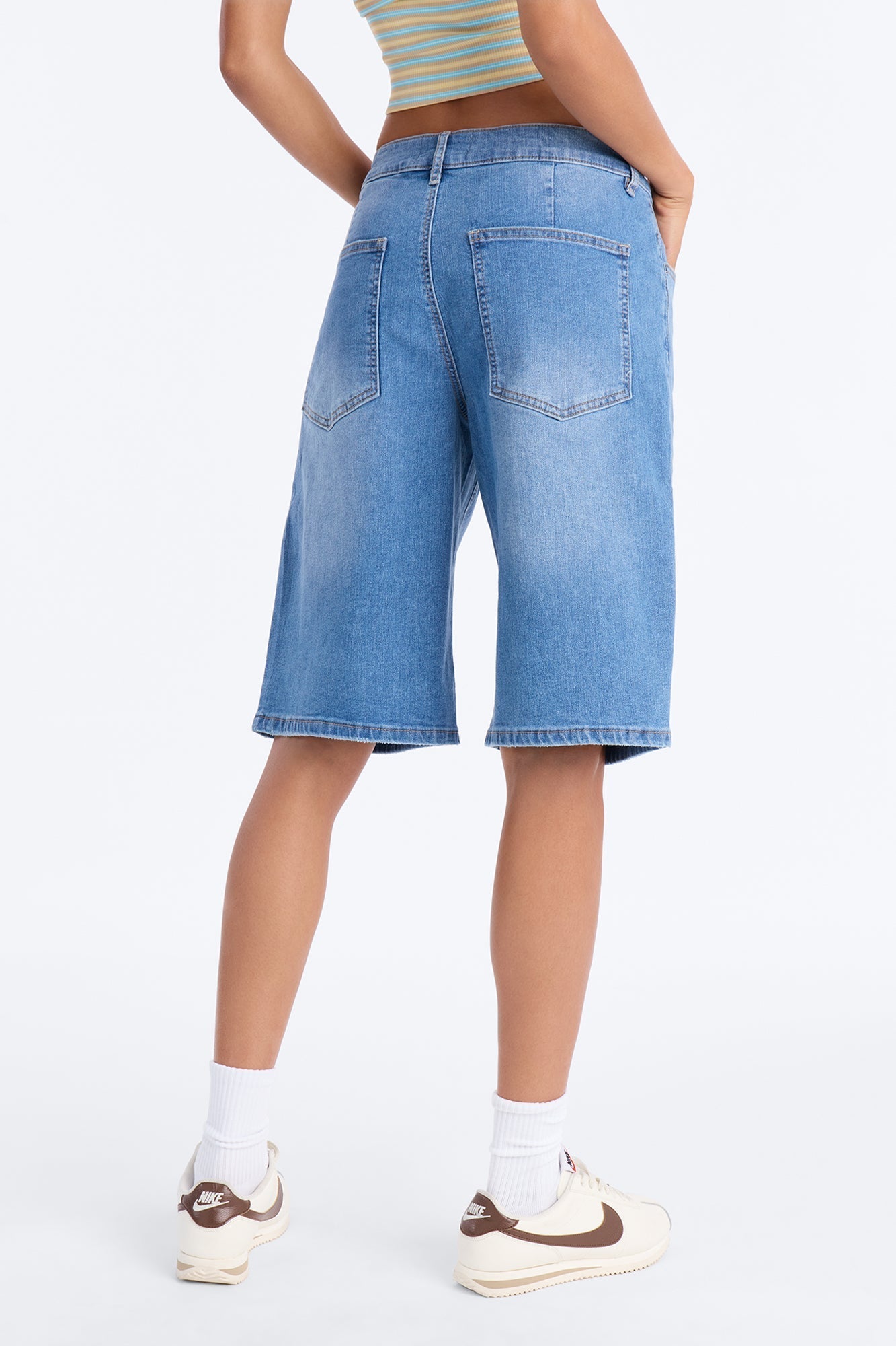 Watch The Clock Denim Jorts - Medium Wash