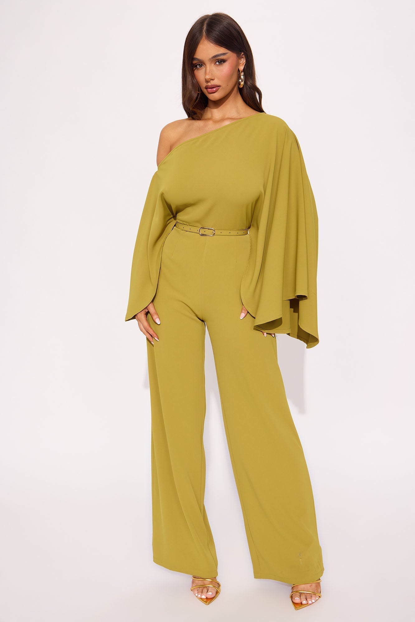 Meeting Adjourned Long Sleeve Belted Jumpsuit - Mustard