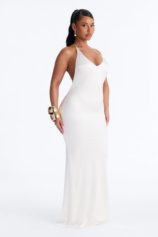 Statement Maker Drop Back Maxi Dress - White