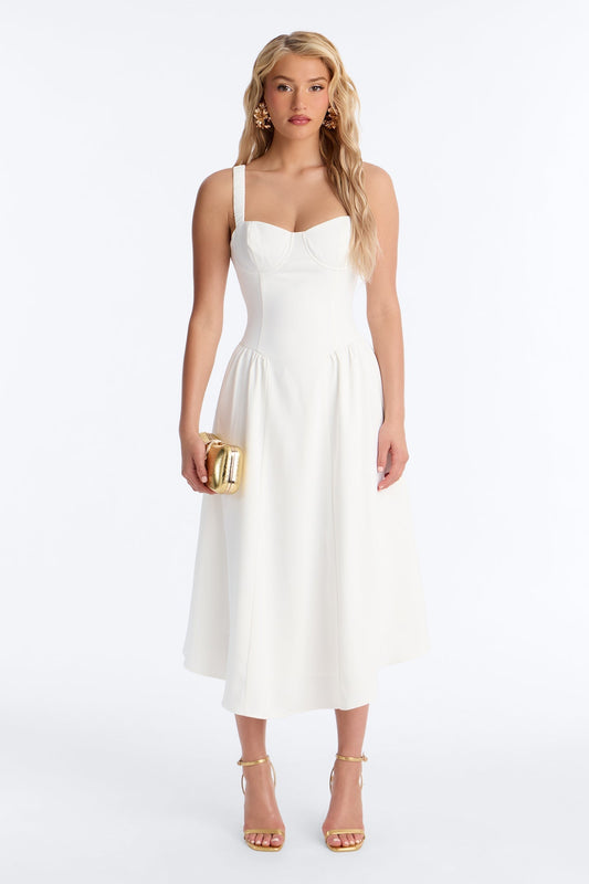 Sheri Crepe Midi Dress - White