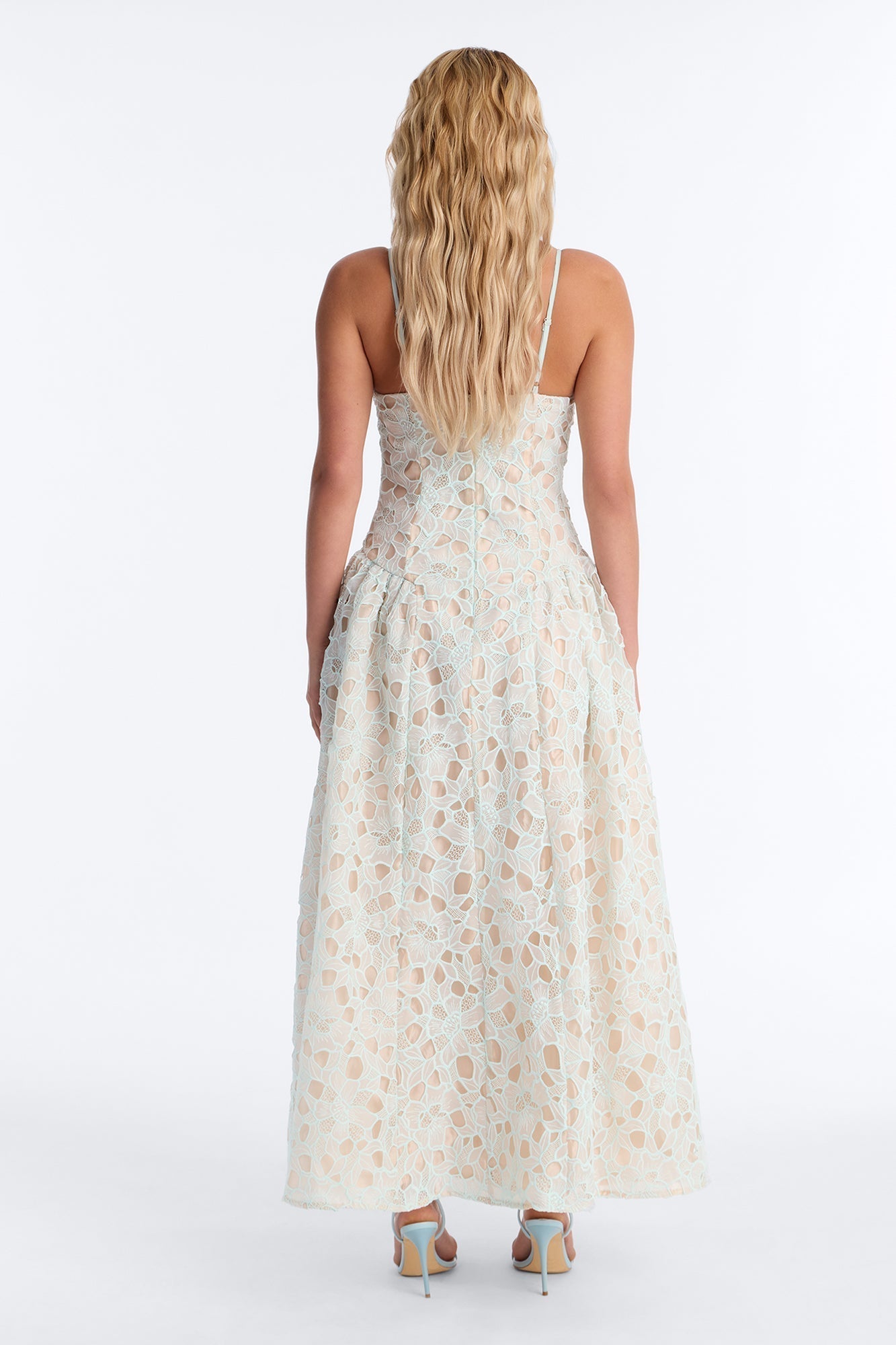 Lace Meadow Midi Dress - Light Blue