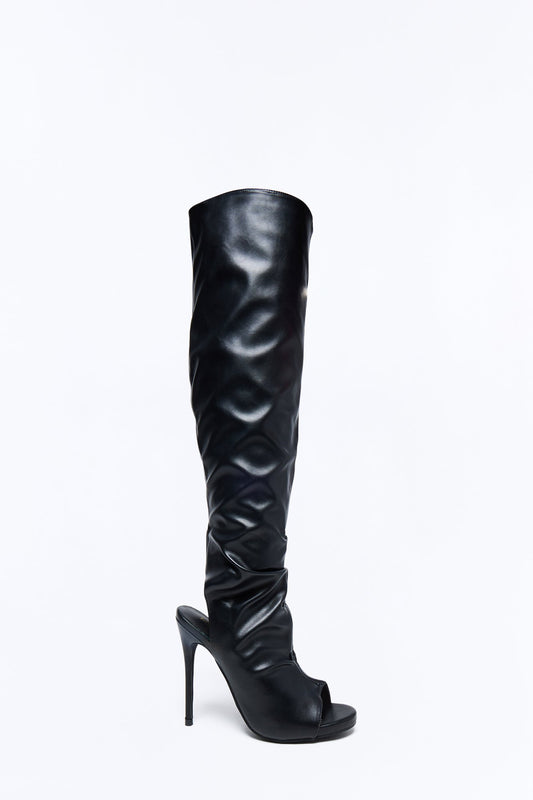 Alek Peep Toe Stiletto Boots - Black