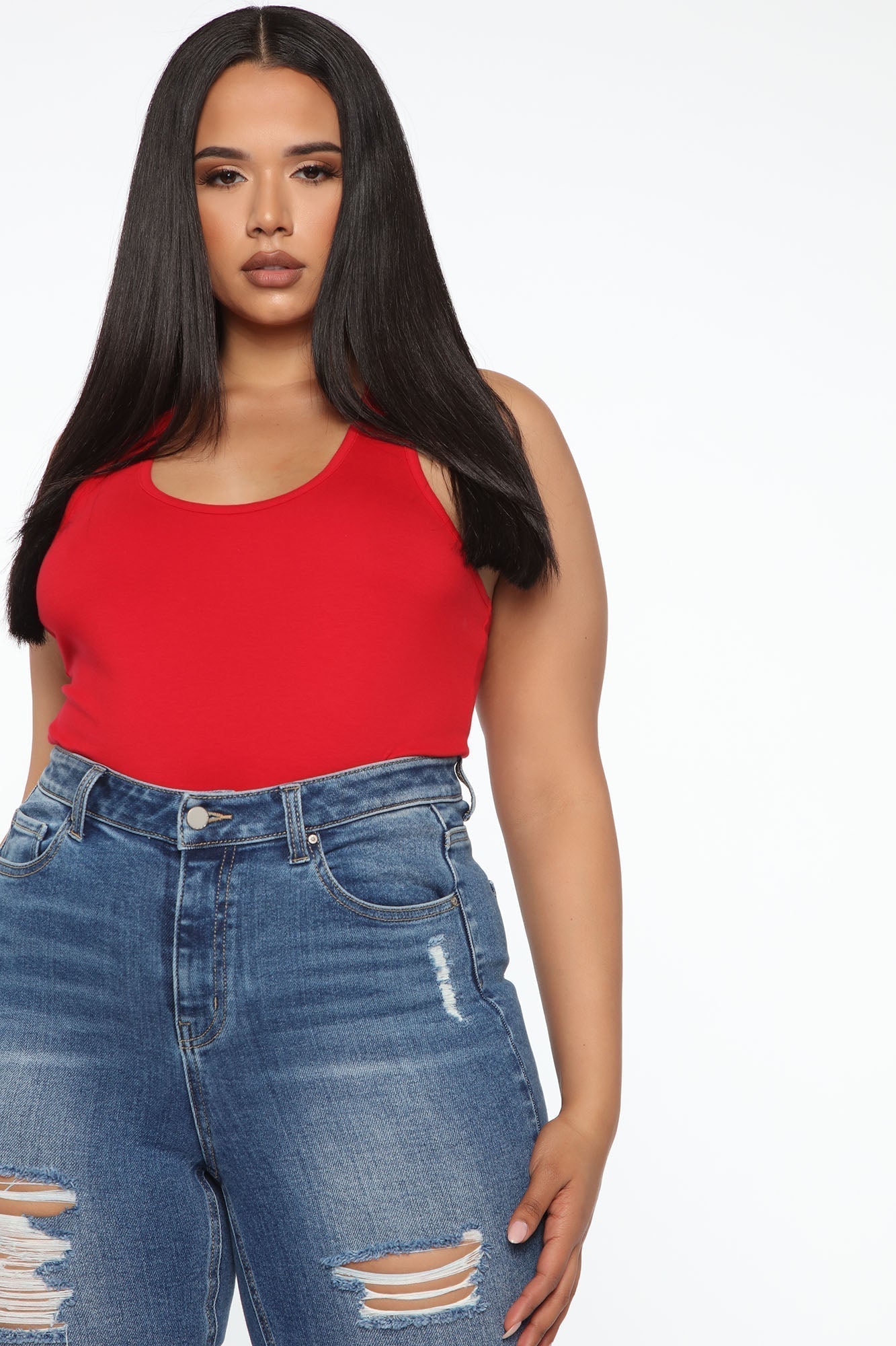 Divine Basic Tank Bodysuit - Red