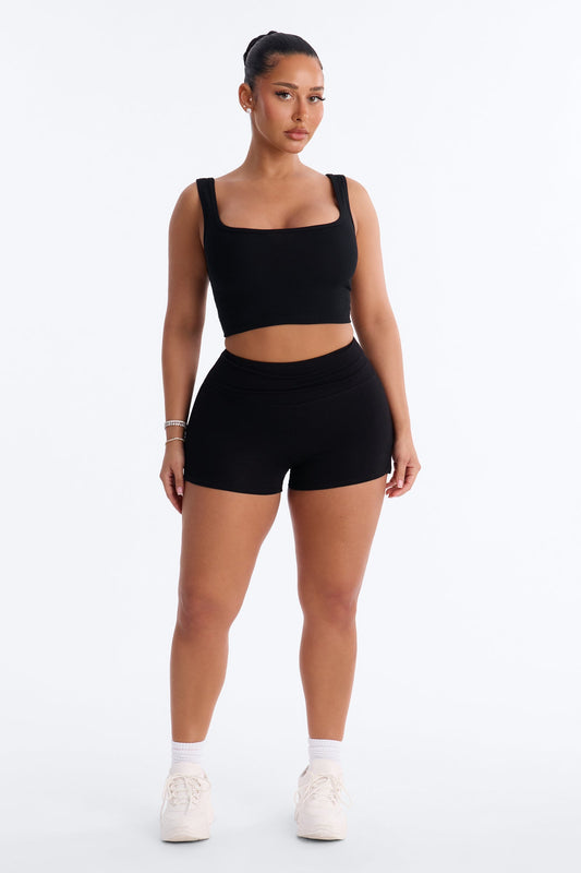 Kieran Split Side Seam Biker Short - Black