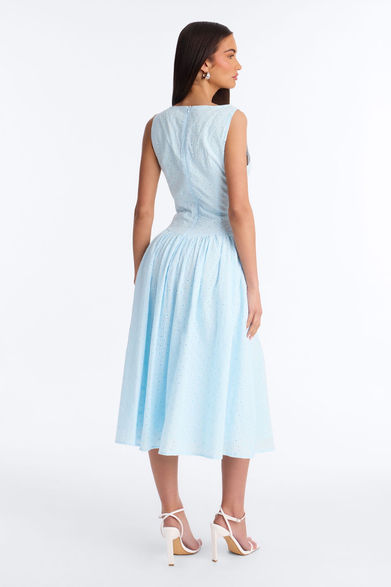 Buttercup Eyelet Midi Dress - Light Blue