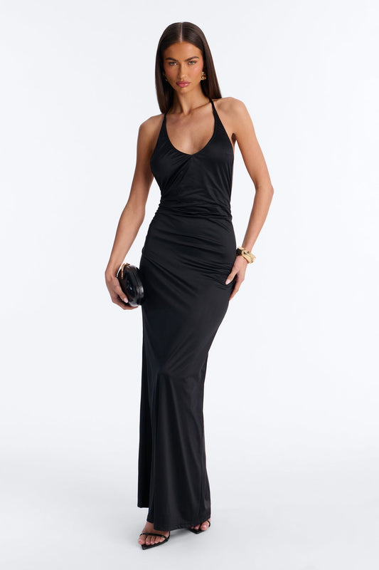 Statement Maker Drop Back Maxi Dress - Black