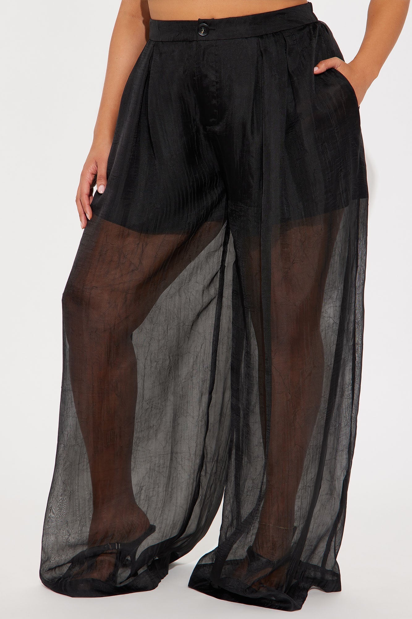 Hollie Wide Leg Organza Pant - Black