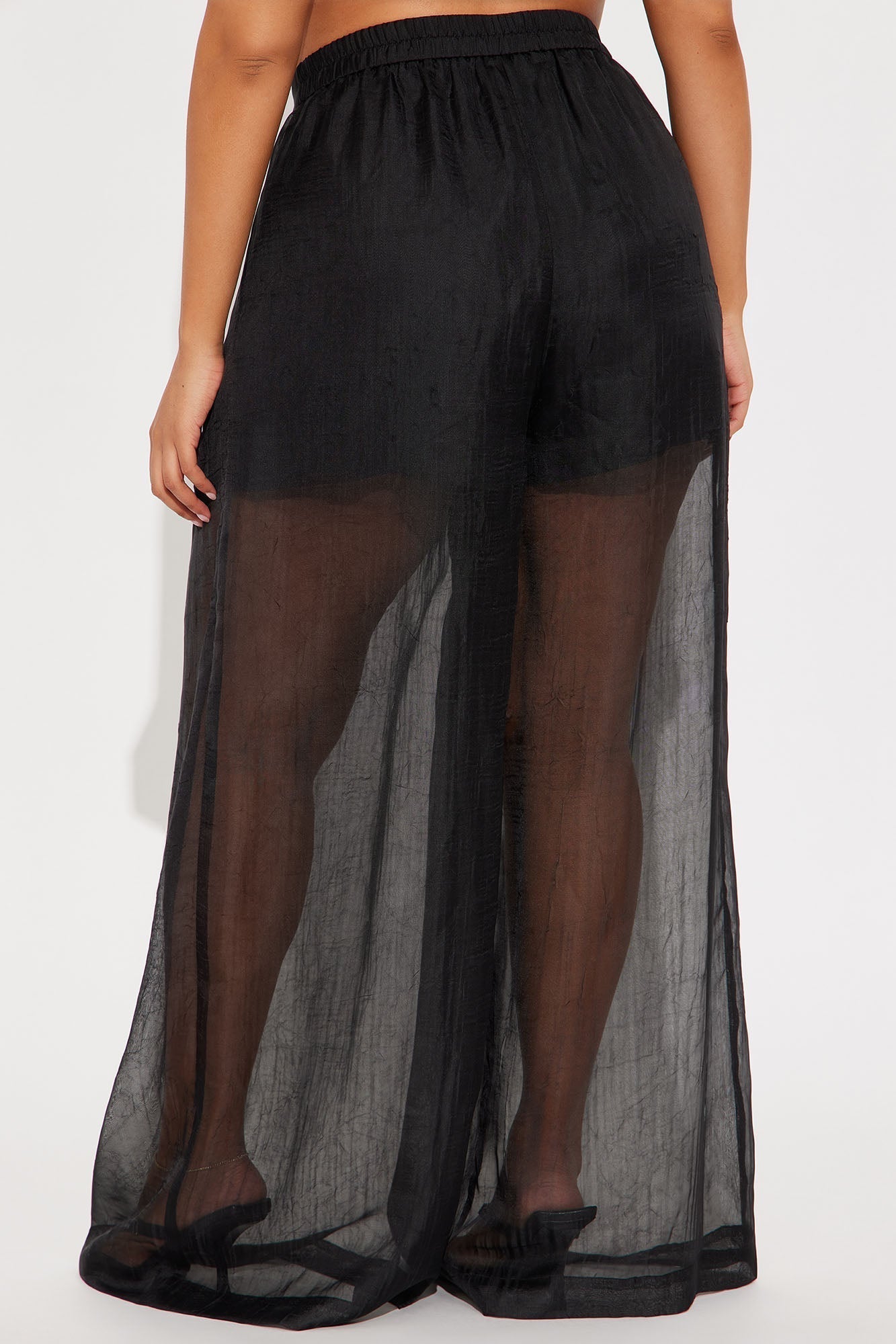 Hollie Wide Leg Organza Pant - Black