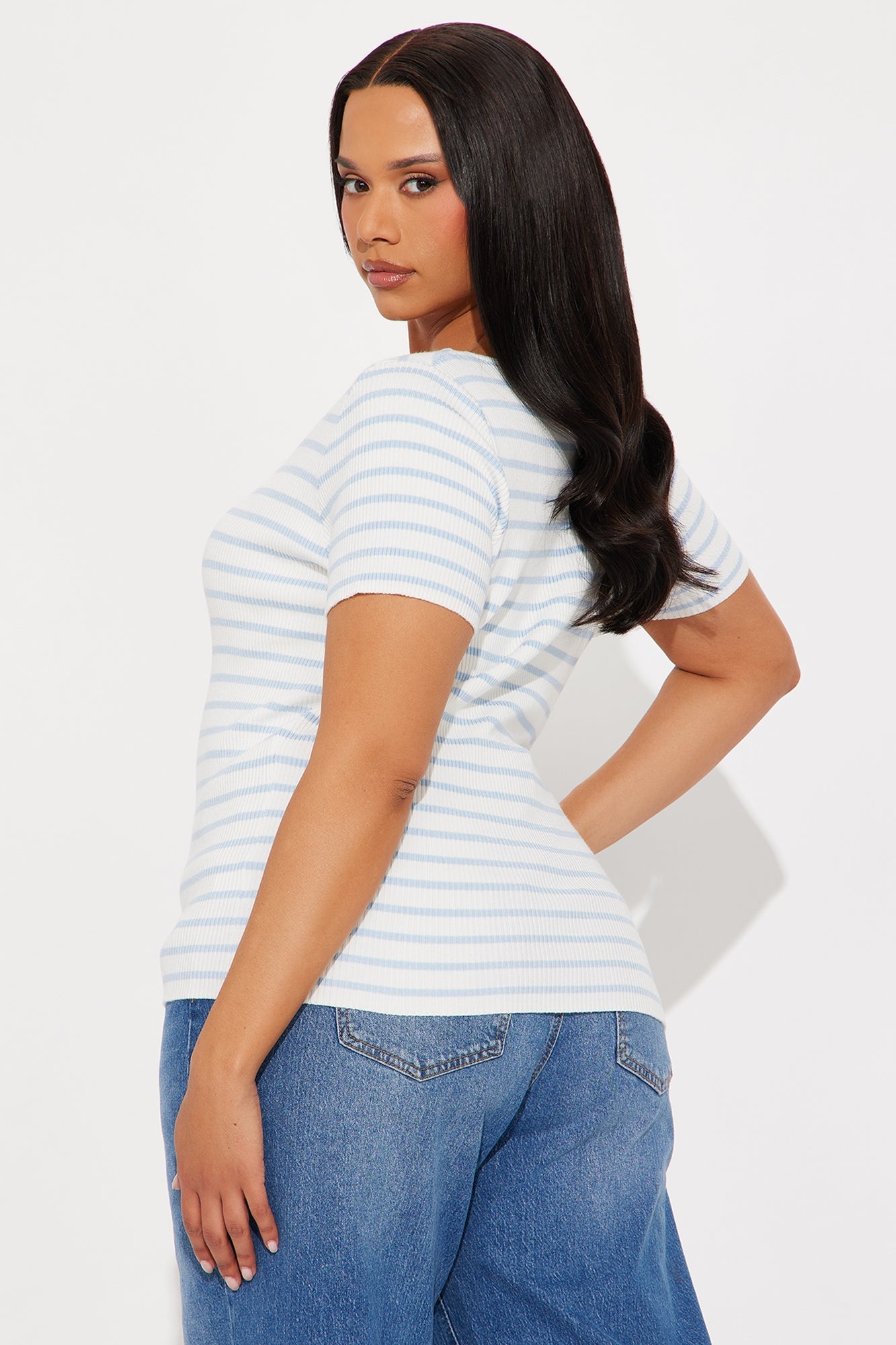 Kleo Striped Sweater Top - White/combo