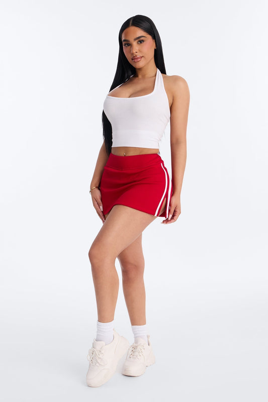 Playing Catch Up Scuba Micro Mini Skort - Red