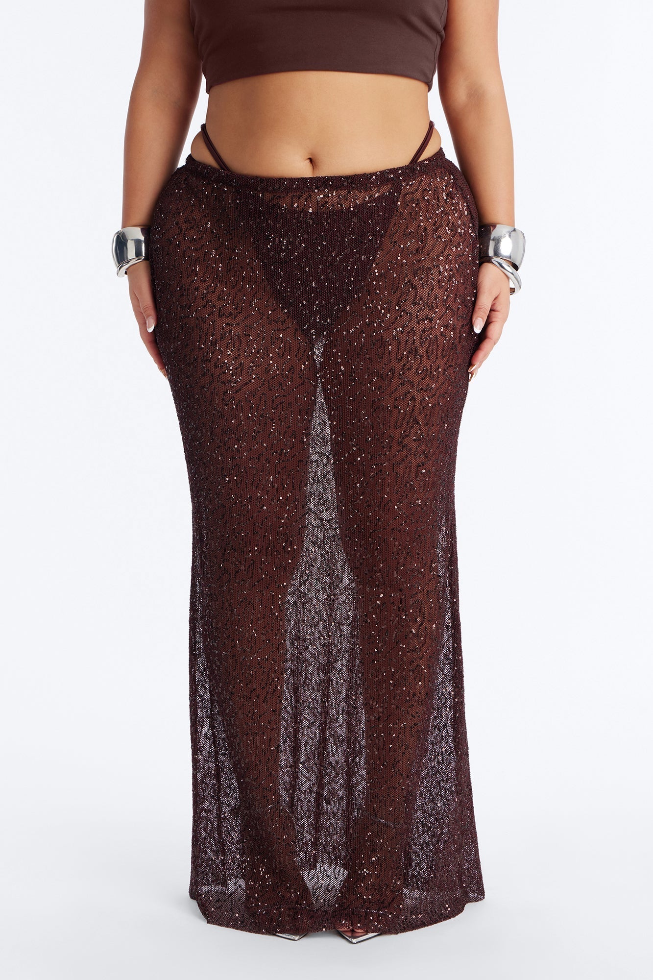 Lost In Paradise Sequin Maxi Skirt - Chocolate