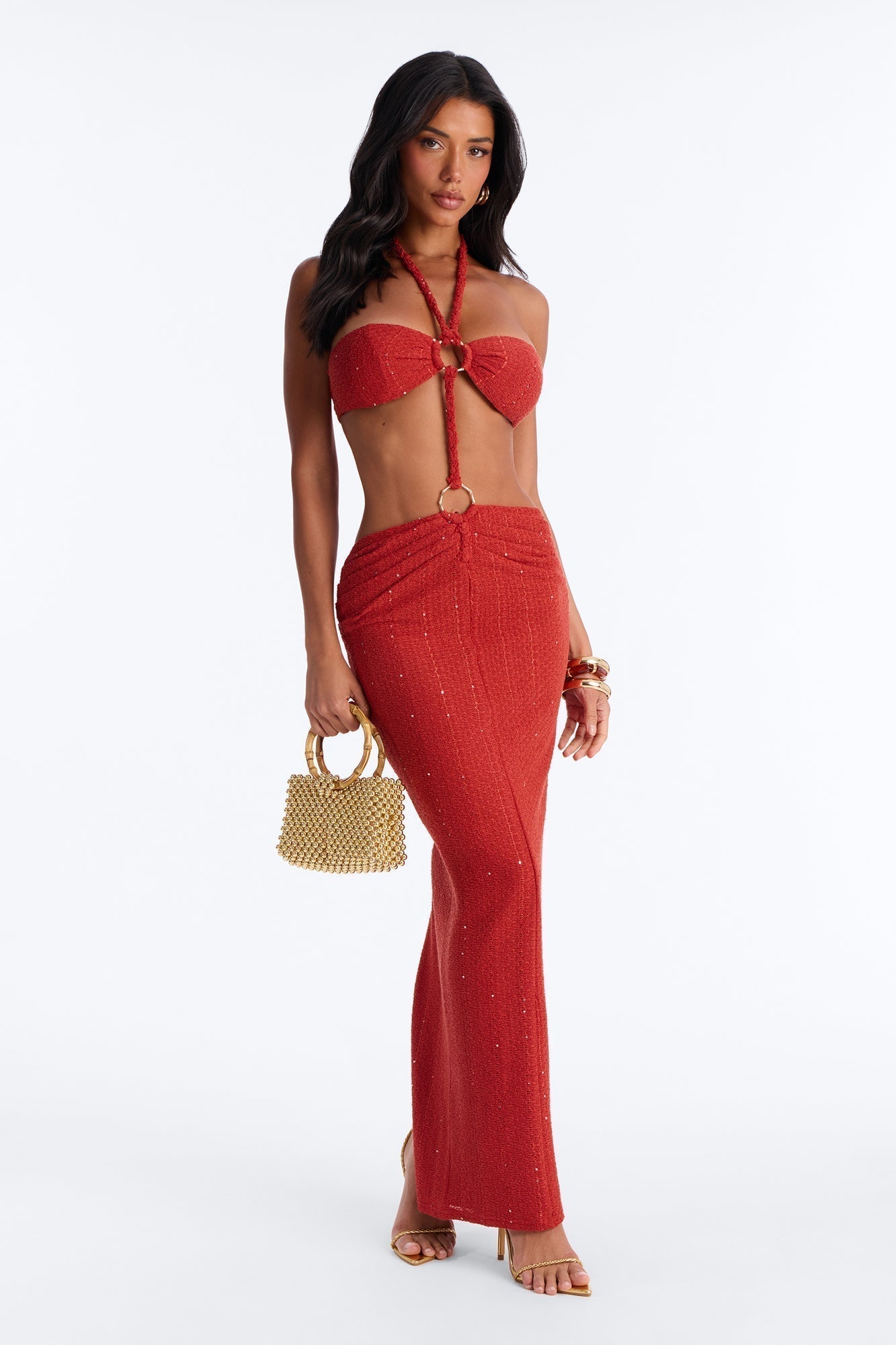 Georgia Cut Out Maxi Dress - Rust