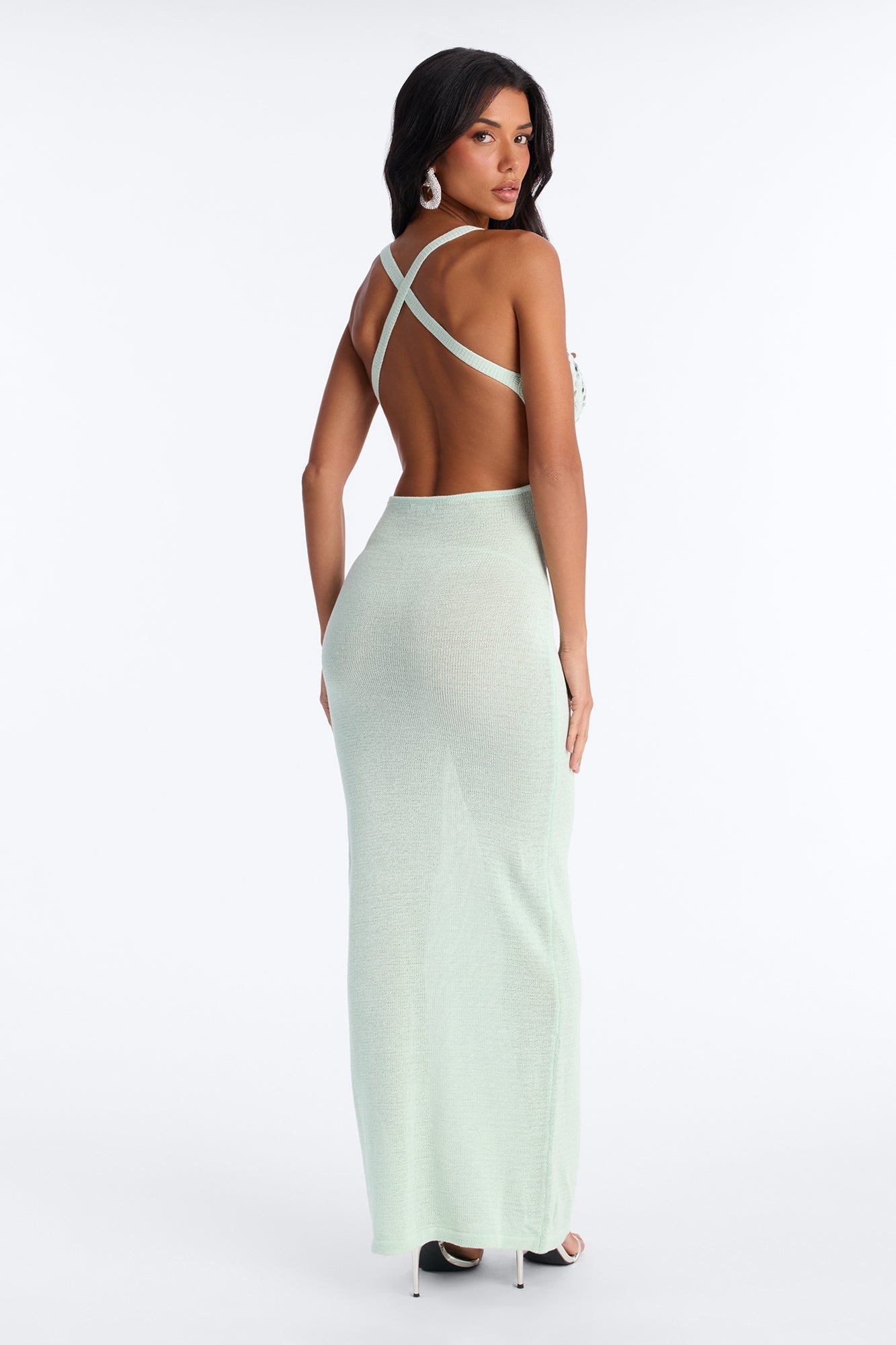 Shining In Paradise Crochet Maxi Dress - Mint