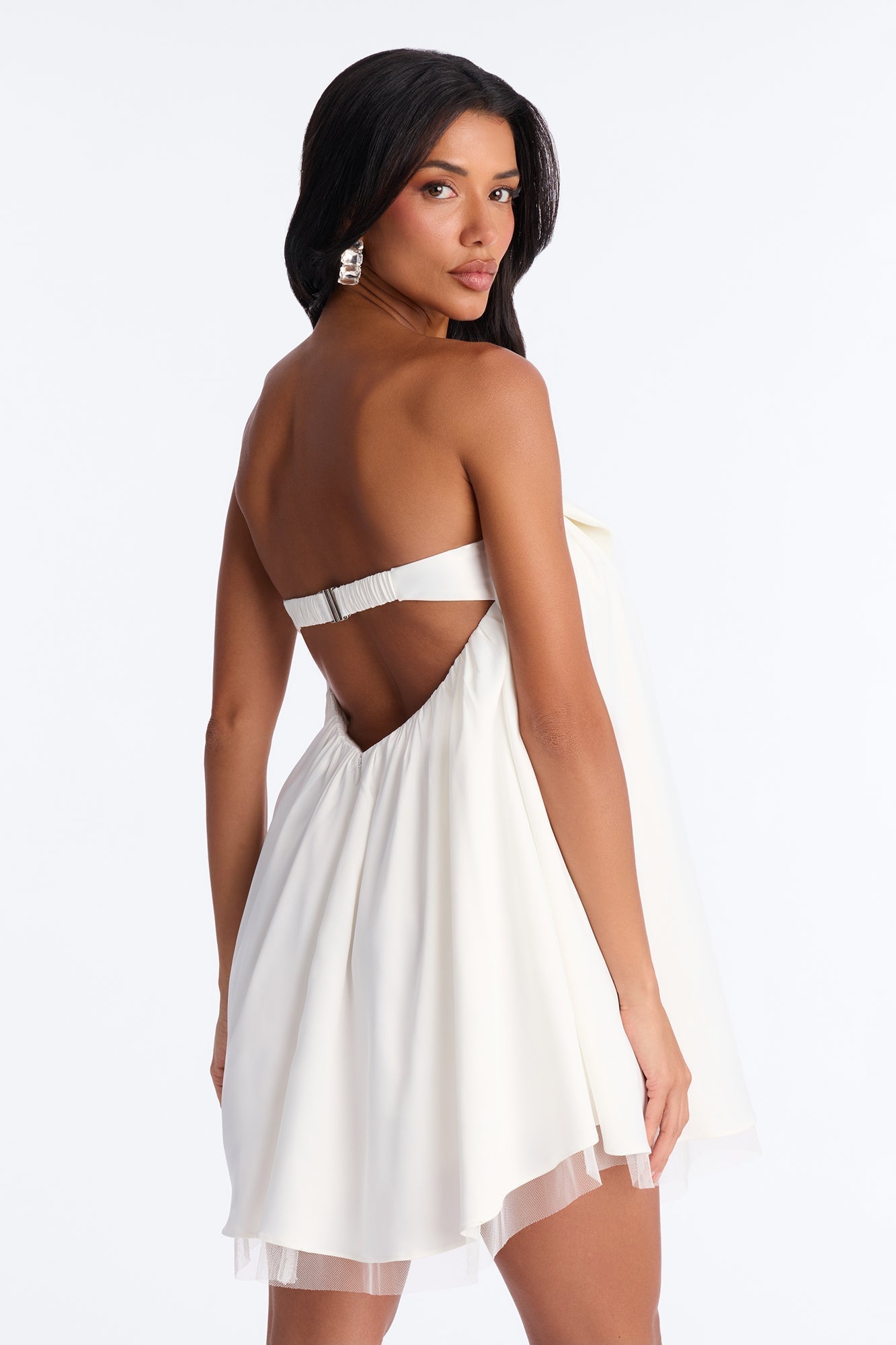 Charli Strapless Satin Mini Dress - White