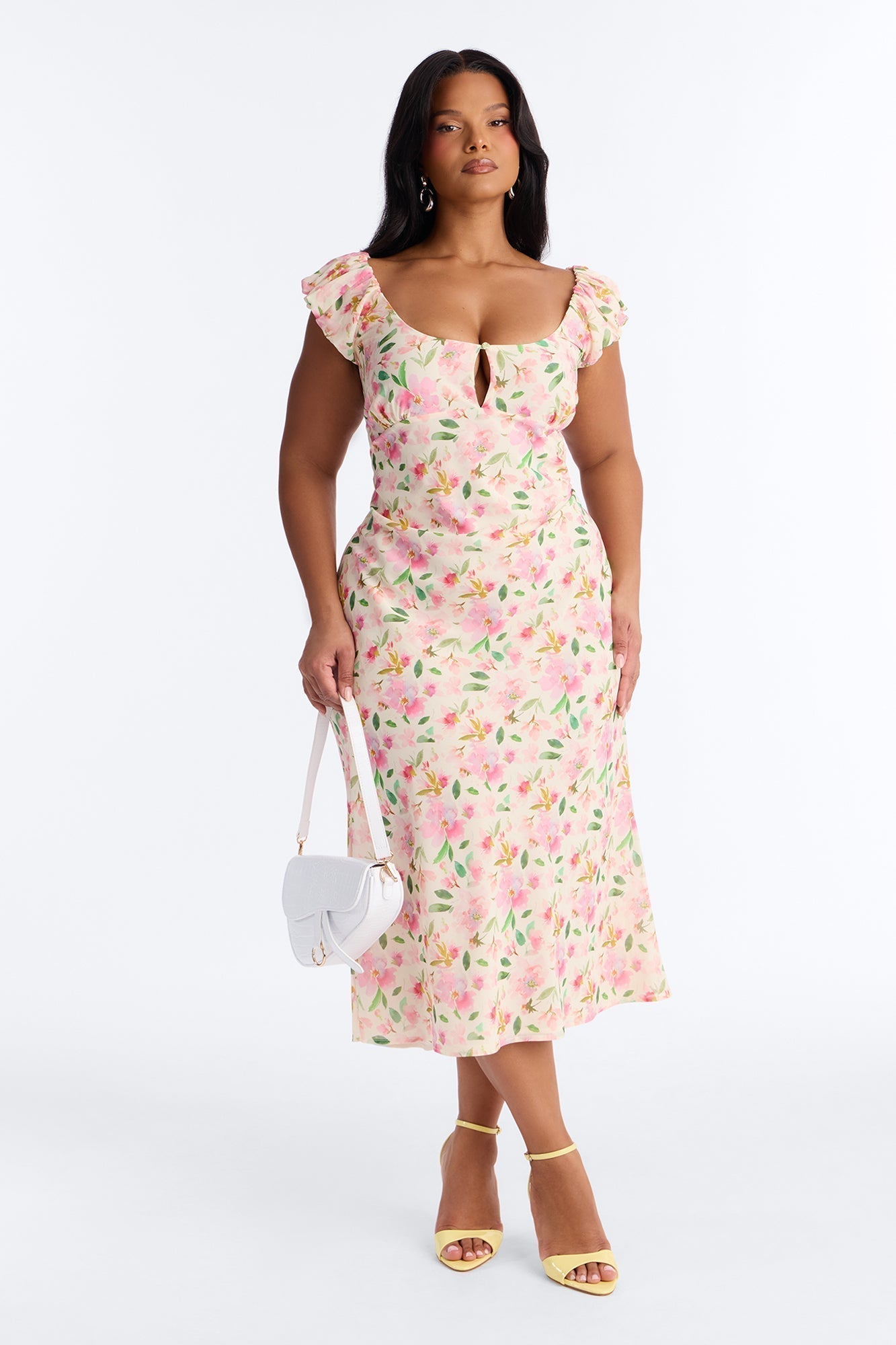 Christie Floral Midi Dress - Pink/combo