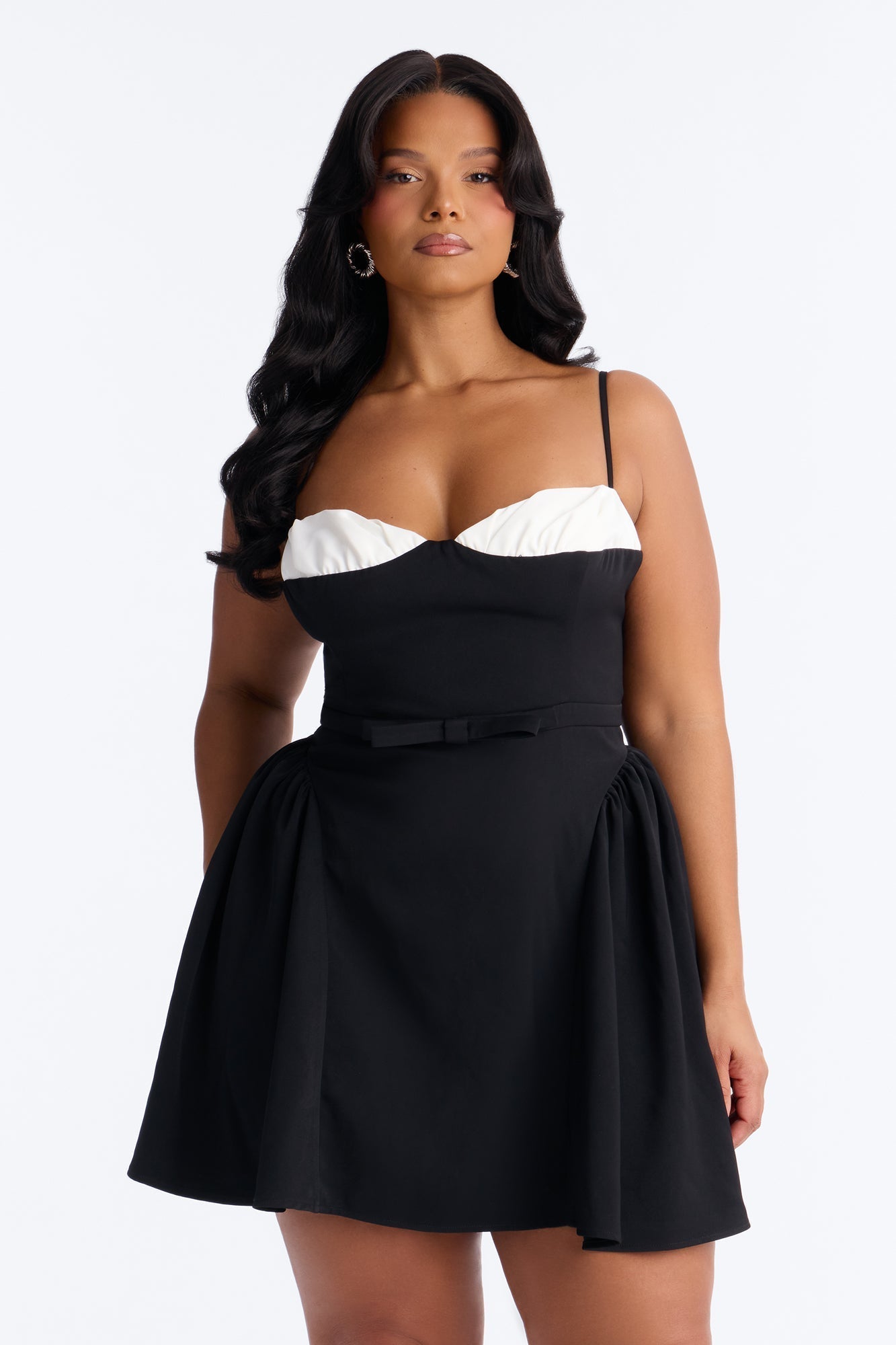 Sheri Crepe Fit And Flare Mini Dress - Black/White