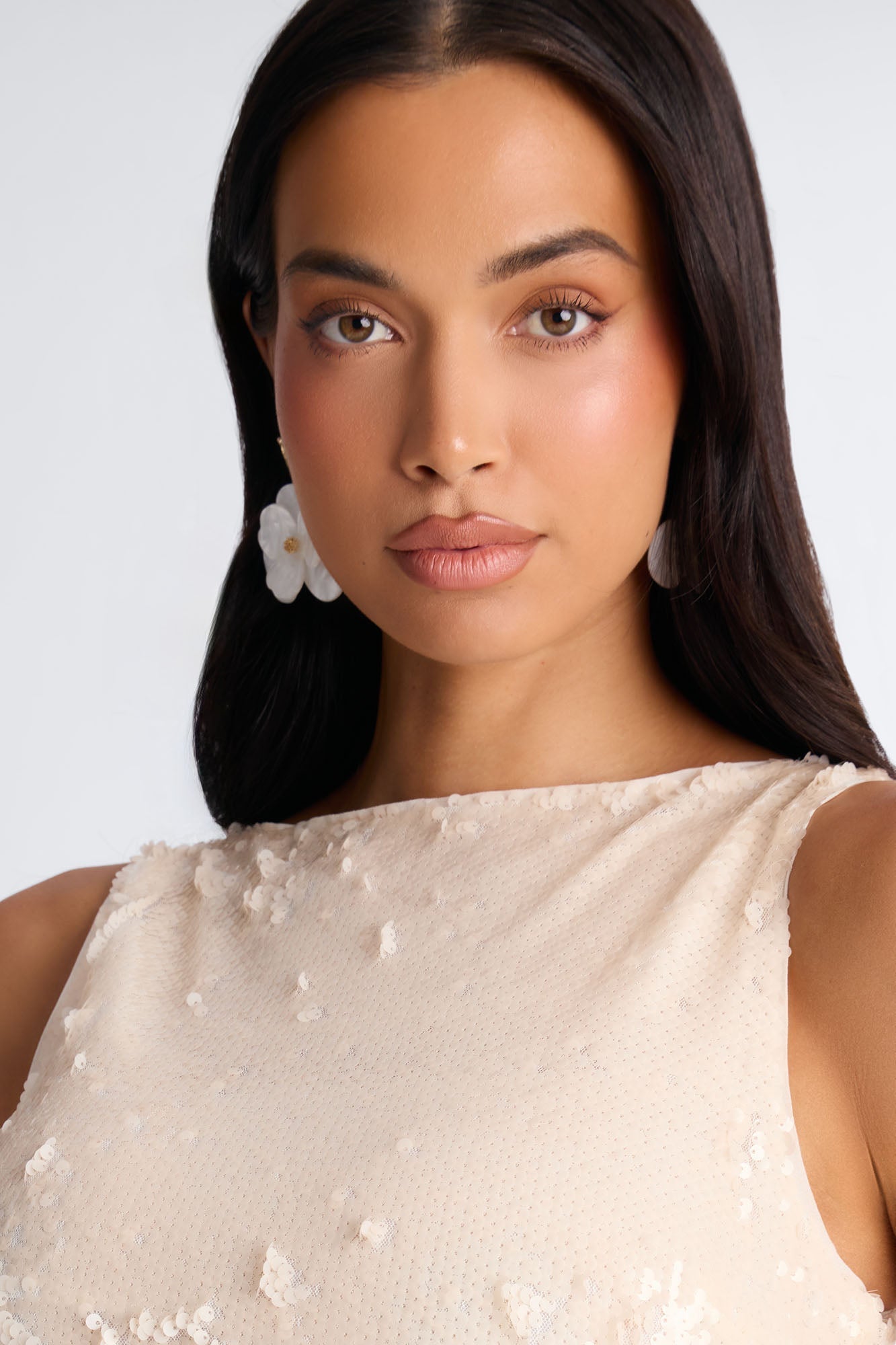 Isla Paillette Sequin Maxi Dress - Cream