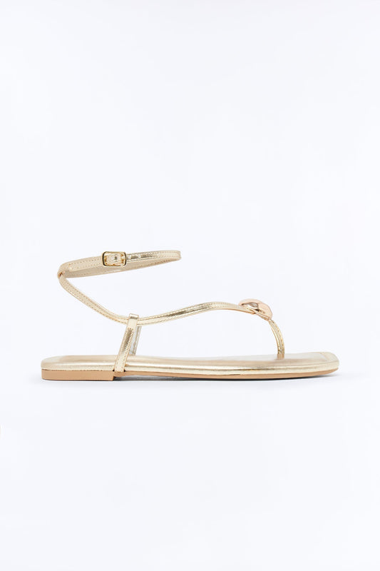 Amiah Ankle Strap Sandals - Gold