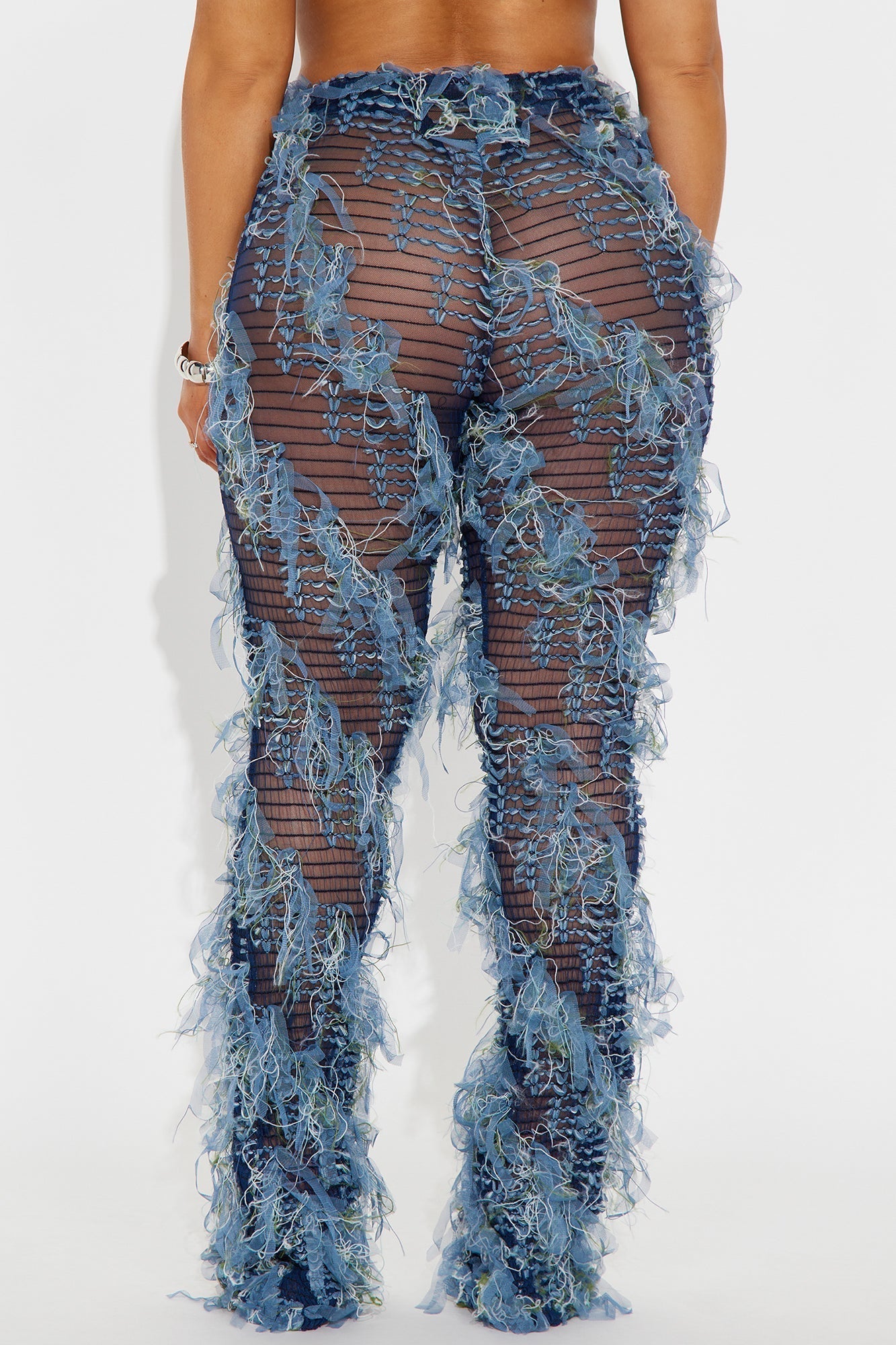 Anika Distressed Flare Pant - Navy