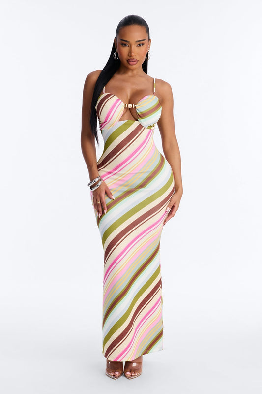 Savannah Striped Maxi Dress - Multi Color
