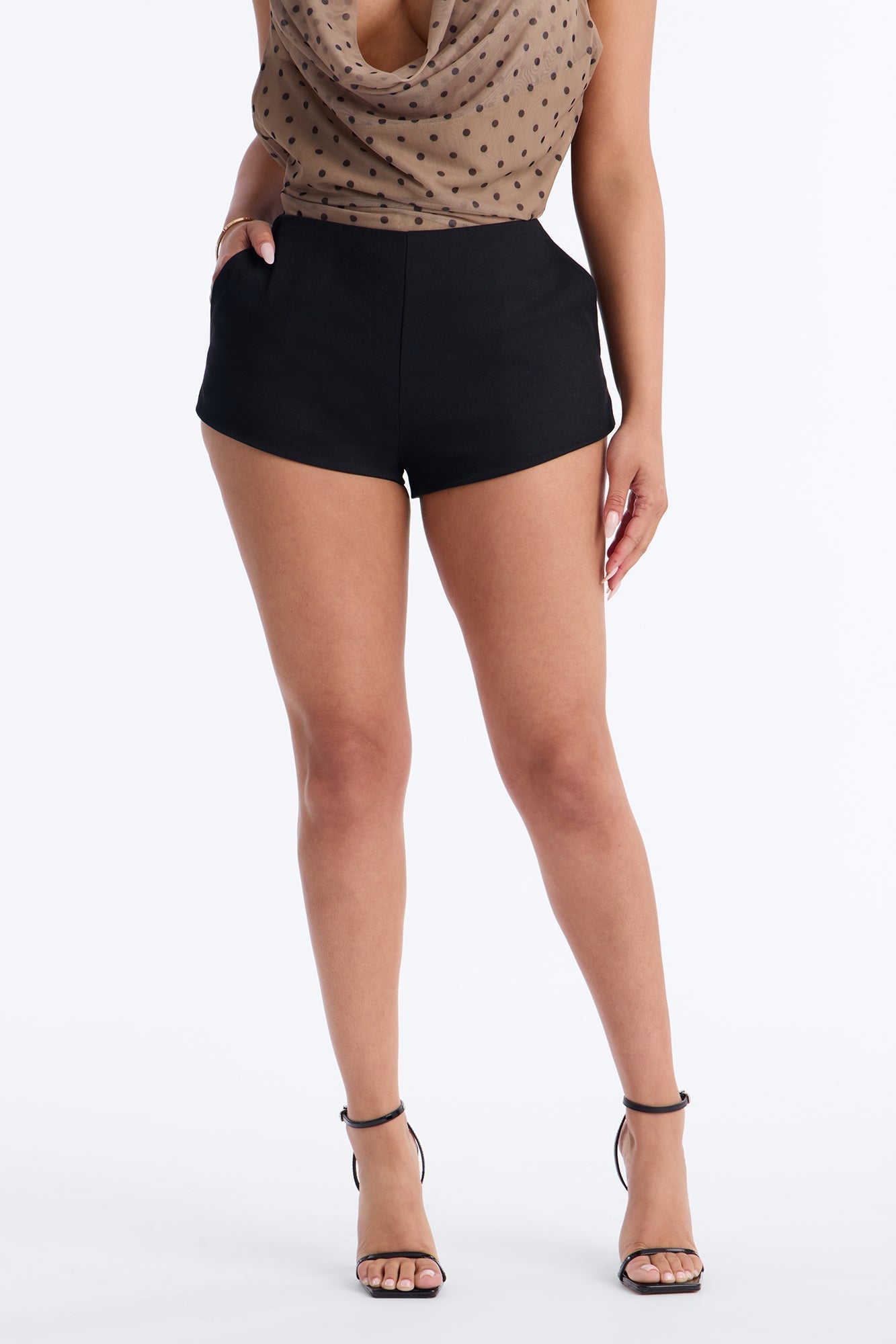 Lexi Linen Low Rise Micro Mini Short - Black