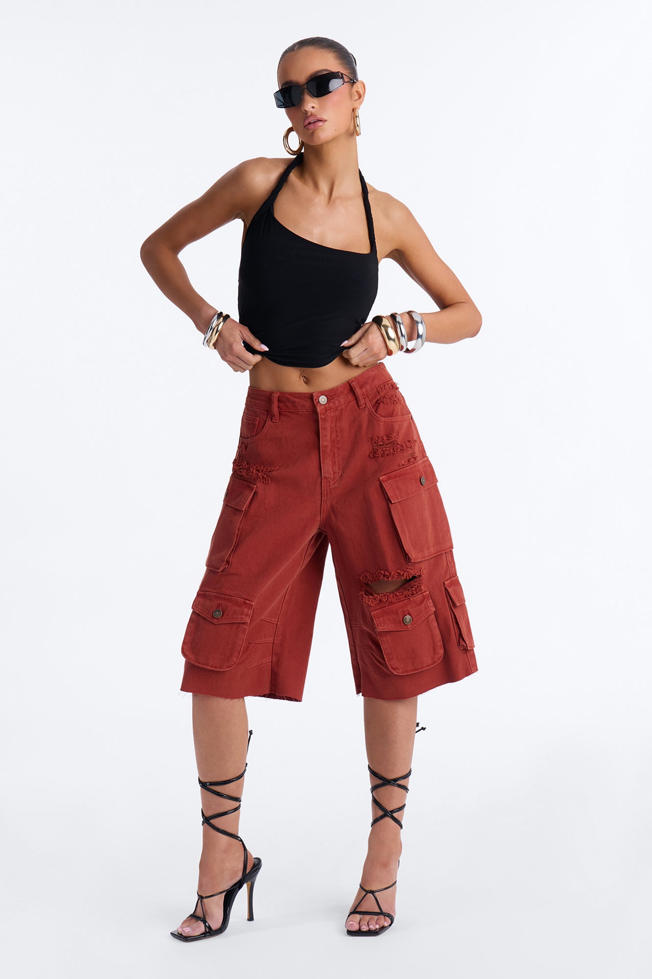 Don't Make Me Wait Cargo Bermuda Short - Rust