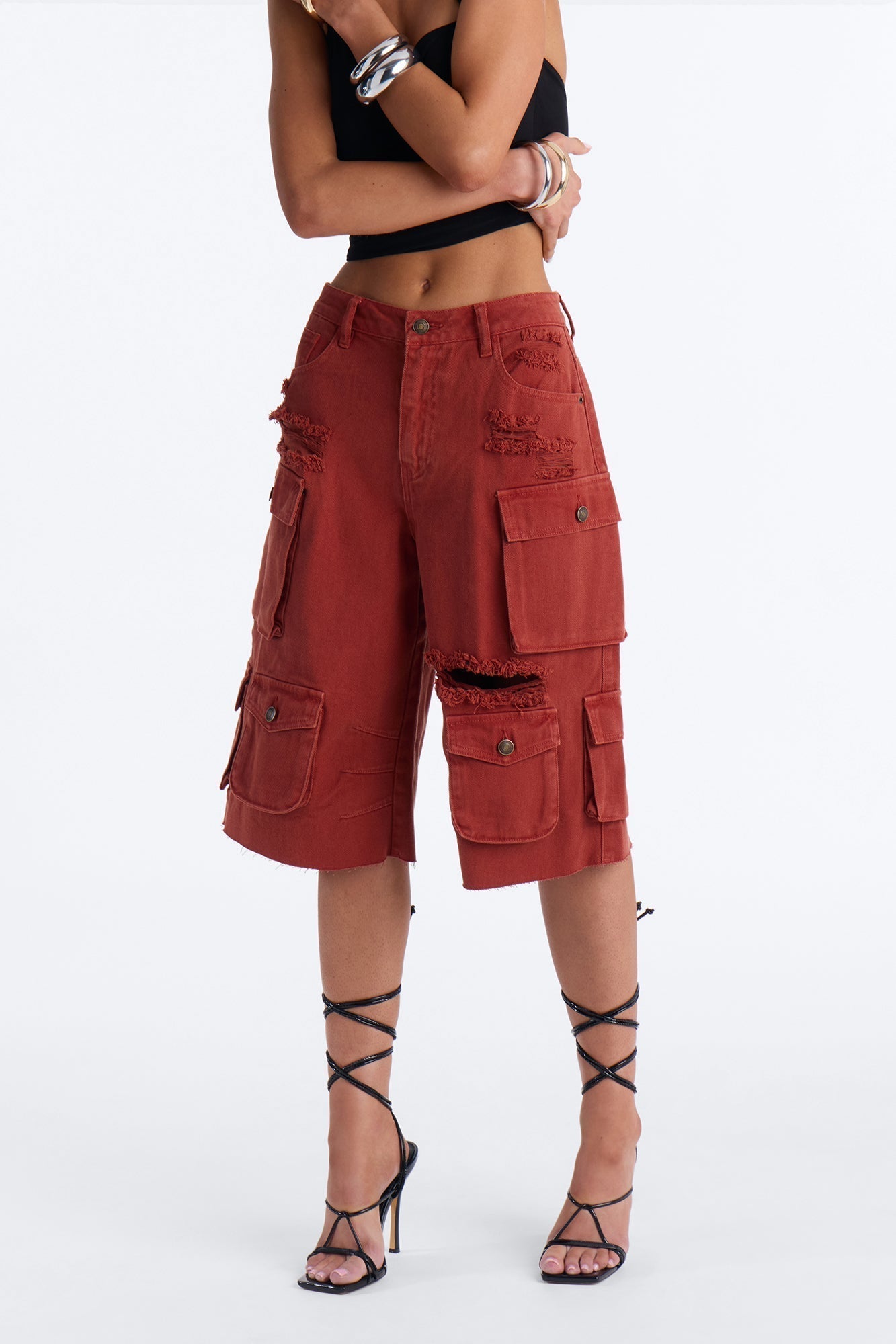 Don't Make Me Wait Cargo Bermuda Short - Rust